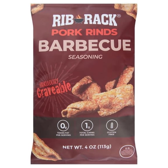 Rib Rack - Pork Rinds Barbecue - 4 Oz, Case of 6