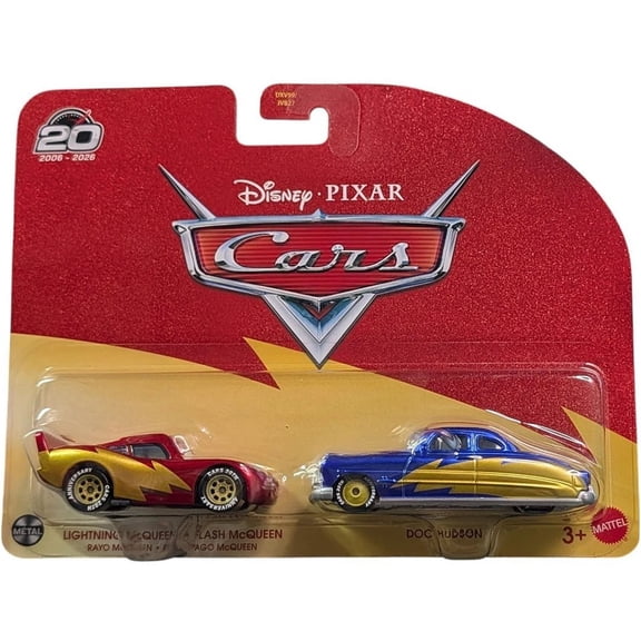 Disney / Pixar Cars Metal Lightning McQueen (Flash) & Doc Hudson Diecast Car 2-Pack