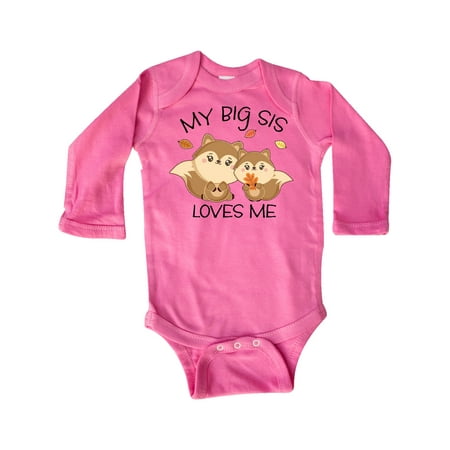 

Inktastic My Big Sis Loves Me with Cute Squirrels in Autumn Gift Baby Boy or Baby Girl Long Sleeve Bodysuit