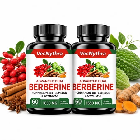 VecNythra Berberine Supplement 1650mg - Higher Absorption - Healthy Weight Management, Immune Support - Non GMO -120 Vegan Capsules