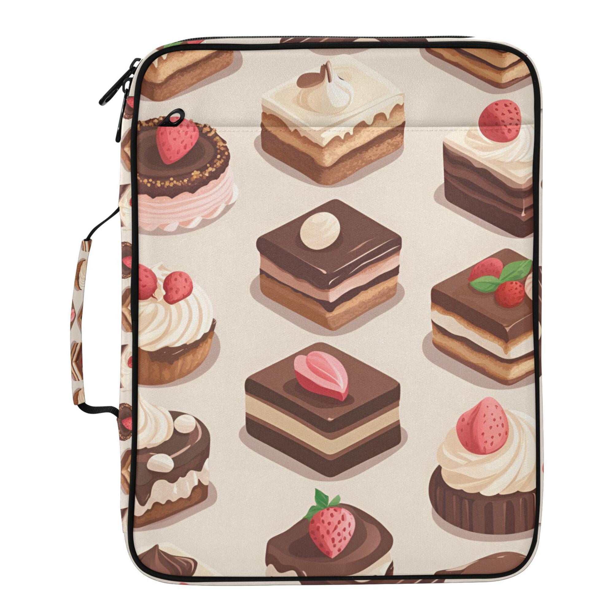 FORMRS Accordion File Folder A4 Size 7-Pocket Expanding Document Organizer Bag with 3 Ring Binder, Cute Chocolate Cakes