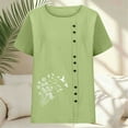 thumbnail image 5 of HOMBOM Tops for Women Crewneck Cotton Linen Tunic Tops Trendy Boho Floral Soft Womens T Shirts, 5 of 5