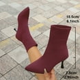 thumbnail image 2 of Xfvqtps Womens Ankle Booties Knit Boots Pointed Toe Mid Heel Winter Slip on Stretchy Sock Boots for Women Fashion Casual Outdoor, 2 of 9