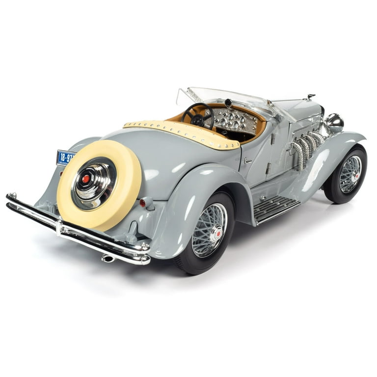 1935 Duesenberg SSJ Straight-8 Speedster Light Gray and Dark Gray 1/18  Diecast Model Car by Auto World