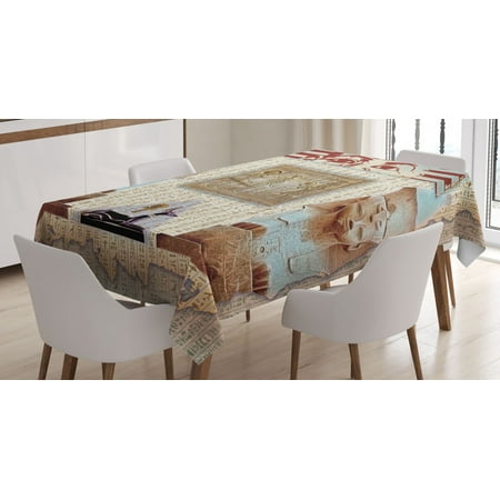

Egypt Decor Tablecloth Eastern Heritage Ancient Egyptian Pharaoh Mummy Coffin Portrait Art Print Rectangular Table Cover for Dining Room Kitchen 52 X 70 Inches Taupe Redwood by Ambesonne
