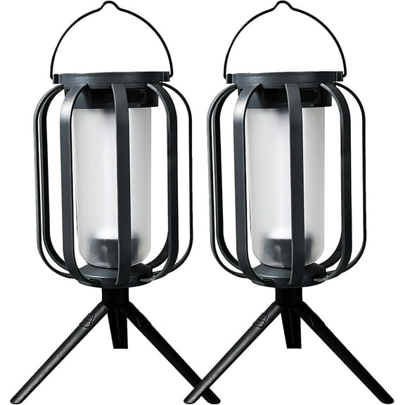 Newest Solar Lights Outdoor, Garden Lights, Landscape Lights with Light Sensor, 4 Lighting Ambiance, Waterproof, Type-C Charging, Campfire Ambiance Lights, Suitable for Camping, Yard and Home(2PCS)