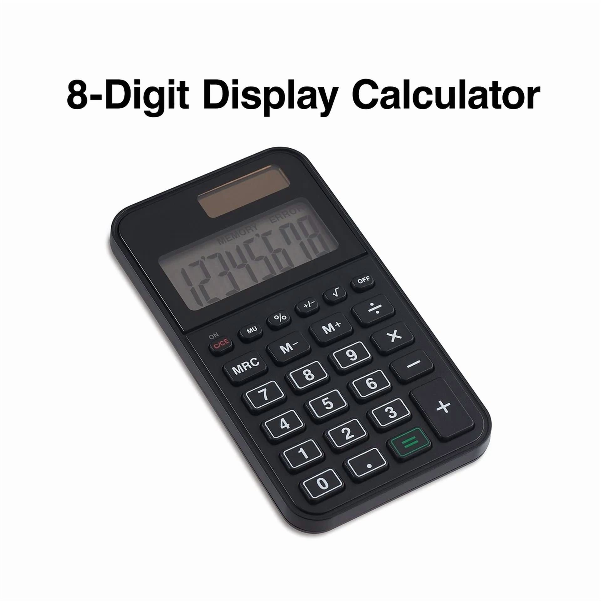 CRESTIN- Staples 8-Digit Solar And Battery Basic Pocket Calculator Black 3/Pack