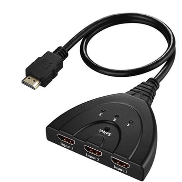 3-Port HDMI Switch Switcher - 1080p HDMI Hub For PS4, TV, Gaming, & Streaming Devices