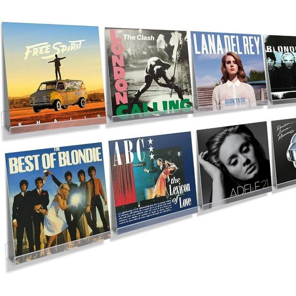 shiyou-8 Pack Vinyl Wall Mount Shelves, 12" Album Record for Storage & Display, Clear Acrylic Floating Shelf for Kids Bookshelf, Magazine Rack, Picture Ledge