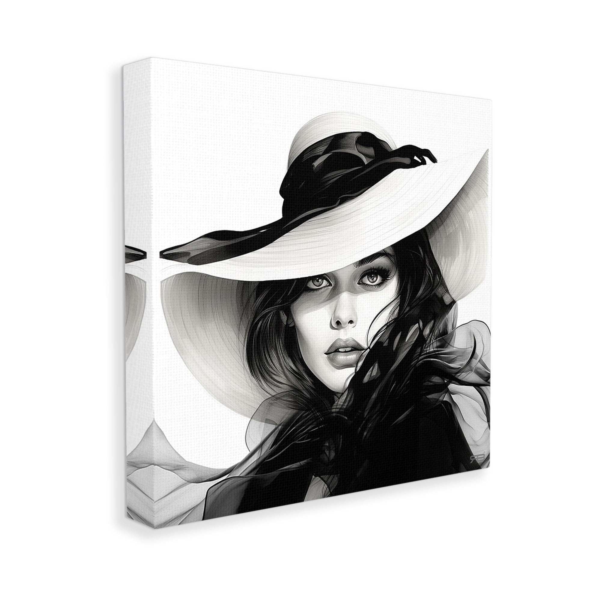 Stupell Industries Chic Woman Gazing Beauty & Fashion Painting Gallery Wrapped Canvas Art Print Wall Art, 17 x 17