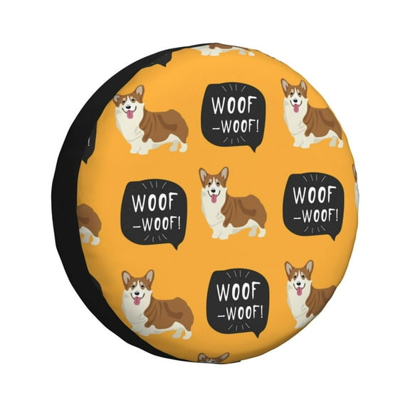 Fuzoiu Corgi Print Universal Spare Tire Cover with Buckle Strap, Waterproof Wheel Covers for Jeep, Trailer, RV, Truck and All Car-14 inch