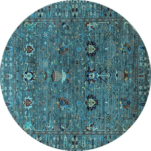 Ahgly Company Indoor Round Oriental Light Blue Industrial Area Rugs, 3' Round