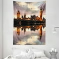 thumbnail image 1 of Urban Tapestry, Surreal Evening at Big Ben London Historical Architecture British Town UK Scene, Wall Hanging for Bedroom Living Room Dorm Decor, 60W X 80L Inches, Cinnamon Grey, by Ambesonne, 1 of 2