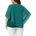 thumbnail image 3 of Agnes Orinda Women's Plus Size Tops V Neck Flowy Shirt Double Layered Chiffon Blouse 2X Lake Blue, 3 of 6