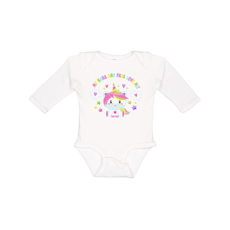 

Inktastic My Nana and Papa Love Me with Cute Rainbow Unicorn Gift Baby Boy or Baby Girl Long Sleeve Bodysuit