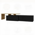 thumbnail image 3 of Meuble TV Moderne avec Longueur de 67 Pouces & Tons Noir/bois Chaud Brillants & Rangement Ample & Éclairage LED, 3 of 26