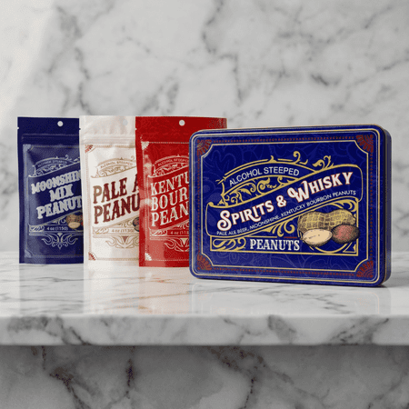 DM Snacks Spirits and Whisky Peanuts Moonshine Mix Kettle Cooked Tin Bourbon and Beer Nuts Flavor 1-Count 7.75 x 5.5 x 2.5 DM Snacks Spirits and Whisky Peanuts Moonshine Mix Kettle Cooked Tin Bourbon and Beer Nuts Flavor 1-Count 7.75 x 5.5 x 2.5