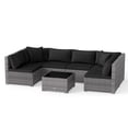 thumbnail image 1 of Gymax Set of 7 Patio Furniture Set PE Rattan Sectional Sofas w/ Tempered Glass Coffee Table Black, 1 of 7