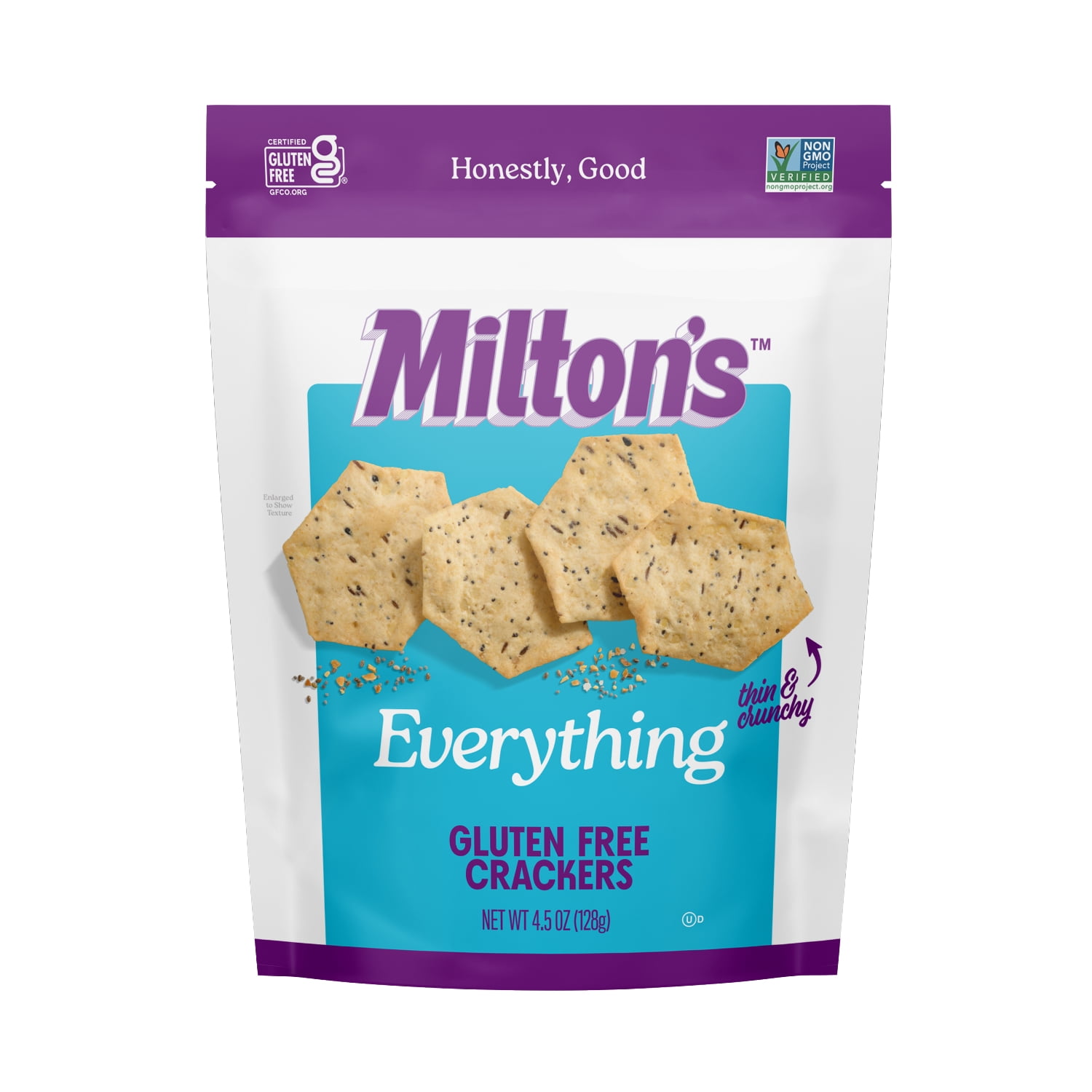 (4 pack) Milton's Gluten Free Crackers - Everything Seasoning, 4.5oz, Plastic Bag