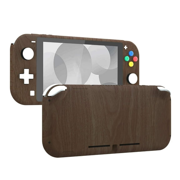 eXtremeRate Soft Touch Wood Grain Patterned DIY Replacement Shell for Nintendo Switch Lite, NSL Handheld Controller Housing w/Screen Protector, Custom Case Cover for Nintendo Switch Lite
