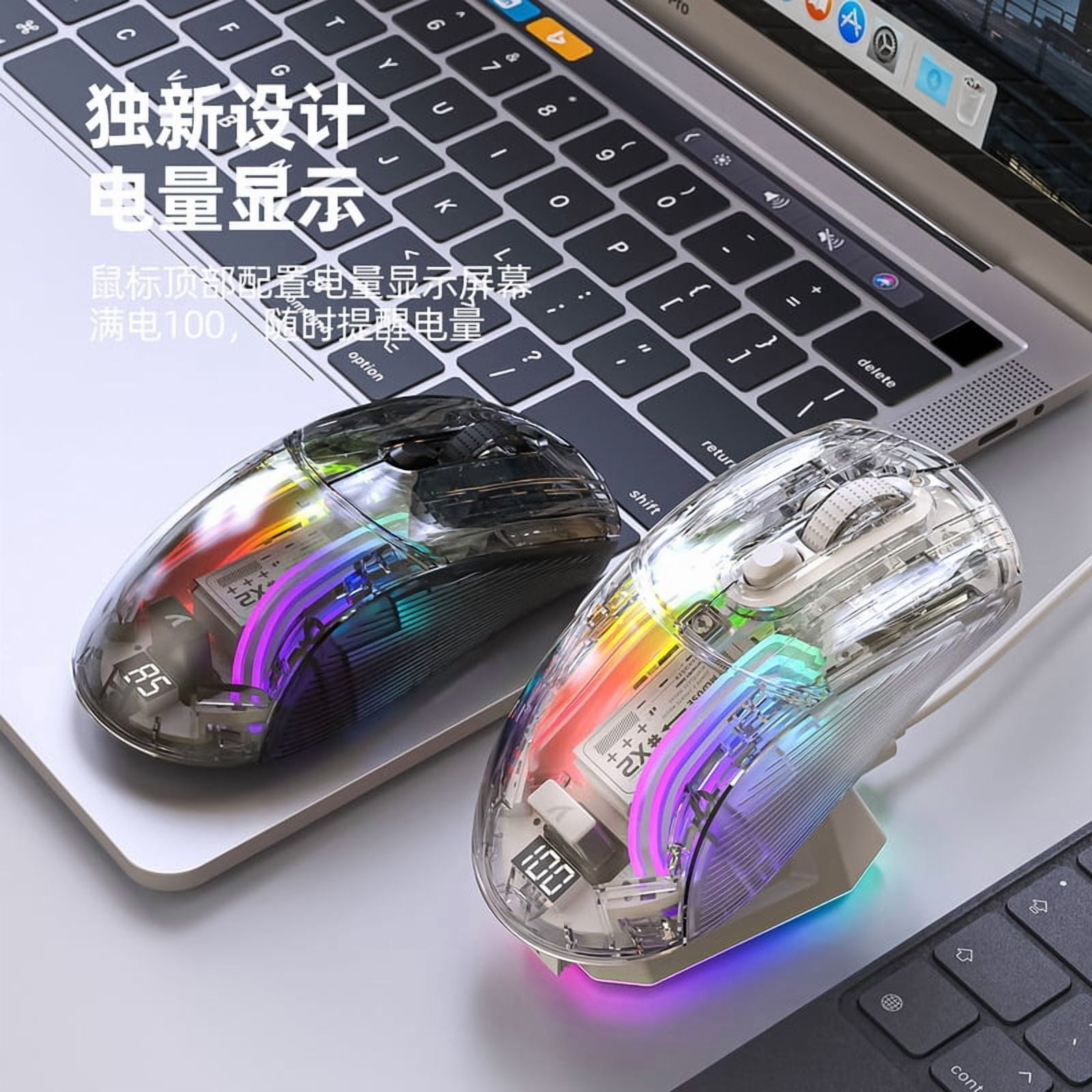 ATTACK SHARK X2PRO RGB Transparent Wireless Mouse with Magnetic Charging Dock Tri-mode Bluetooth 2.4G/USB/Connection Mouse
