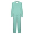 thumbnail image 3 of Yeaiivve Women's Solid Sweatsuit Set 2 Piece Long Sleeve Pullover Sweatshirt and Sweatpants Sport Outfits Sets Mint Green S, 3 of 4