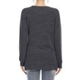 thumbnail image 4 of Women Side Split Hem Crew Neck Long Sleeve Plain Shirt, 4 of 4