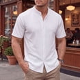 thumbnail image 2 of Men's Slim Fit Polo Shirts Short Sleeve Breathable Stand up Collar Button Down Golf Shirts Ribbed Knit Soft Cotton Tops Sizes S-2XL White, 2 of 8