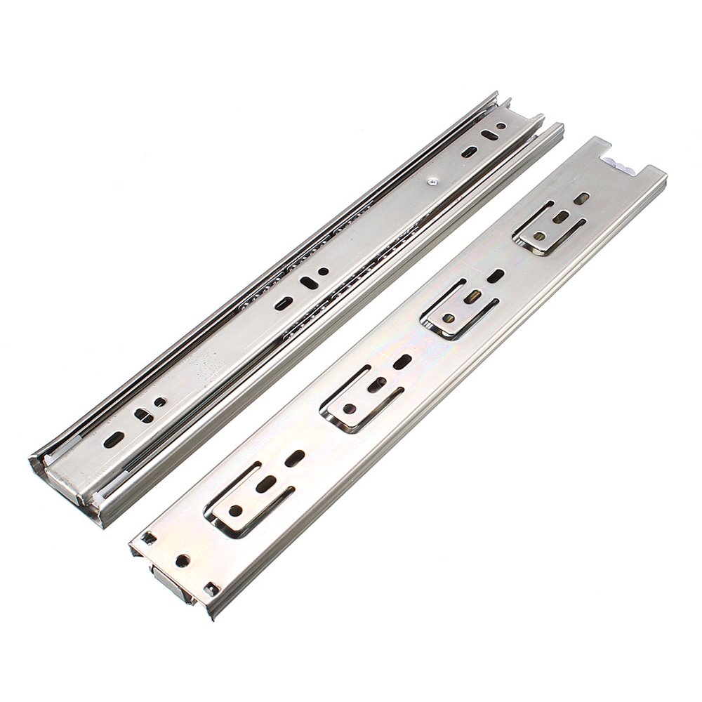 Uxcell Metal 2pcs Silver Tone 12" 3Folds Rear Mounting Drawer Slides