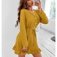 thumbnail image 2 of Vestido De Punto Con Botones Para Mujer Vestido De Punto Con Cuello Redondo Para Mujer Vestido De Punto Informal Para Mujer Vestido De Punto De Línea A Manga Larga Botón De, 2 of 6