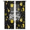 thumbnail image 2 of Sheer Curtains 96 Inches Long, Yellow Cake Birthday Gifts Balloon Black Light Filtering Window Curtains for Living Room, Happy Birthday Rod Pocket Voile Sheer Curtain Drapes, 52"W x 96"L, 2 Panels, 2 of 9
