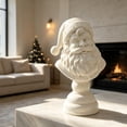 thumbnail image 5 of Christmas Resin Santa Claus Bust Statue, Vintage White Matte Santa Head Figurine with Pedestal, Christmas Tabletop Decor for Mantel Shelf Home Display, 10.23in, 5 of 8