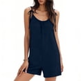 thumbnail image 2 of Summer Rompers for Women 1 Piece Belt Spaghetti Strap Ruched Sleeveless Shorts Loose Comfy Jumpsuit Outfits, 2 of 6