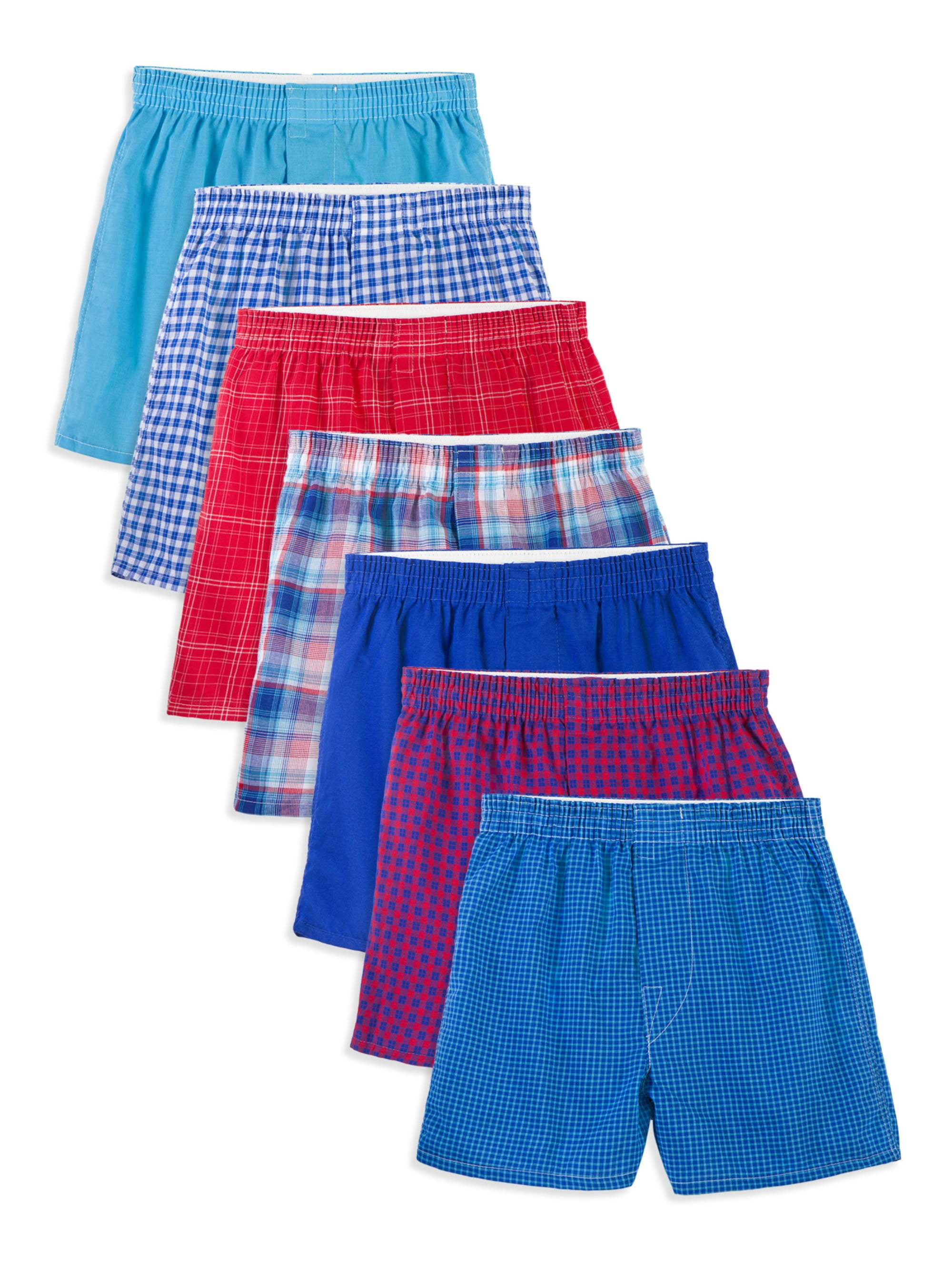 Fruit of the Loom Boys Underwear, 7 Pack Assorted Tartan Plaid Boxers ...