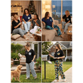 thumbnail image 5 of SHOWMALL Women's Plus Size Loungewear Set Blue Lilac Rose 2X 2 Piece Pajama Set Sleepwear for Spring Summer Fall, Short Sleeve Top and Printed Long Pants with Side Pockets, 5 of 10