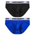 thumbnail image 2 of Men's Breathable Tagless Nylon Triangle Briefs Underwear, Black & Blue, 2-Pack, M, 2 of 6
