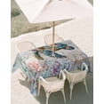 thumbnail image 2 of Sea Turtle Coastal Outdoor Tablecloth with Umbrella Hole, Summer Coral Ocean Gray Blue Wooden Waterproof Outdoor Table Cover, Patio Tablecloths for Party Picnic Camping, Rectangle 60"x102", 2 of 9