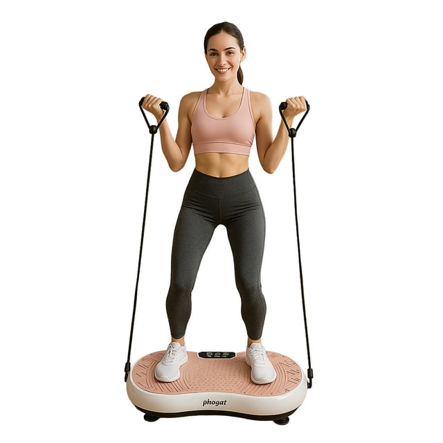 Toytexx Machine d'Exercice à Plaque Vibrante avec Bandes de Résistance, Télécommande, 99 Niveaux de Vitesse, 3 Programmes Automatiques, Plateforme Antidérapante, Moteur Silencieux pour Entraînement Physique à Domicile