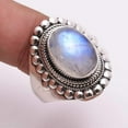 thumbnail image 4 of Navya Craft Rainbow Moonstone Oval 925 Sterling Silver Handmade Women Statement Ring Size 14.0, 4 of 4
