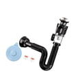 thumbnail image 1 of Kit de drenaje para lavabo de baño, de acero inoxidable, antifugas, antiolor, recogedor de pelo, tapón incorporado, tubo flexible, apto para cocina, h con accesorios, 1 of 9