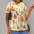 thumbnail image 6 of Autumn Harvest Maple Leaves Thanksgiving Women's T-Shirt Short Sleeve T Shirts Tops Tee Ladies Loose T, 6 of 6