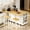 Single Kitchen Island - White - MDF (Two Packages), variant on Kitchen Island Cart with Drop Leaf and Power Outlet, 5-Wheel Mobile Storage Cart with Internal Rack and 5 Open Shelves for Kitchen Organization