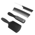 thumbnail image 1 of 4pcs Hair Comb Set Easy Detangling Hair Brush Tail Comb Wide Fine Teeth Hair Comb Set for Hair StylingBlack Box Packed, 1 of 5
