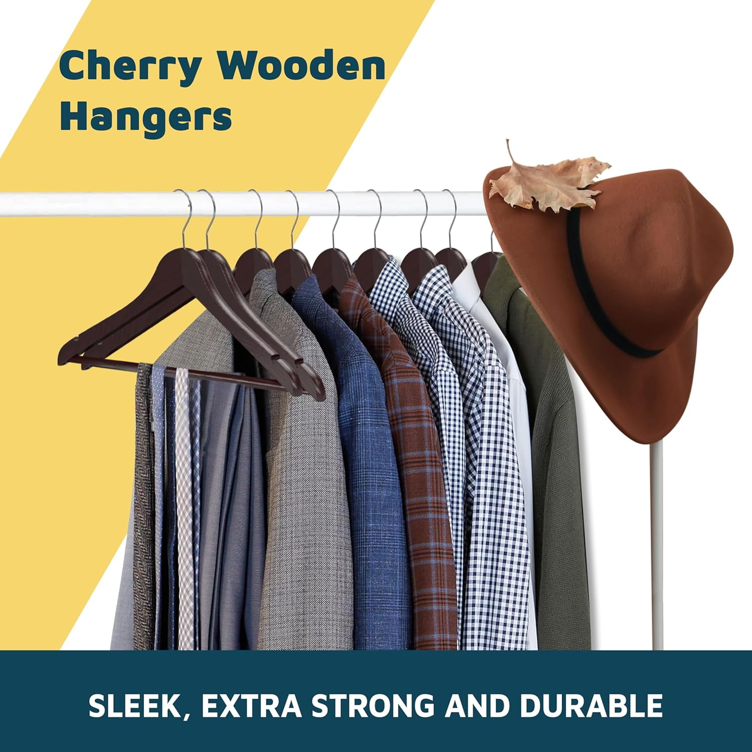 Lifemaster Wooden Clothes Hangers, Pack of 20, Cherry, 360 Degree Swivel Hook, Non-Slip Shoulder Notches