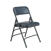 (Pack of 4) NPS® 1300 Series Deluxe Vinyl Upholstered Triple Brace Double Hinge Folding Chair, Dark Midnight Blue