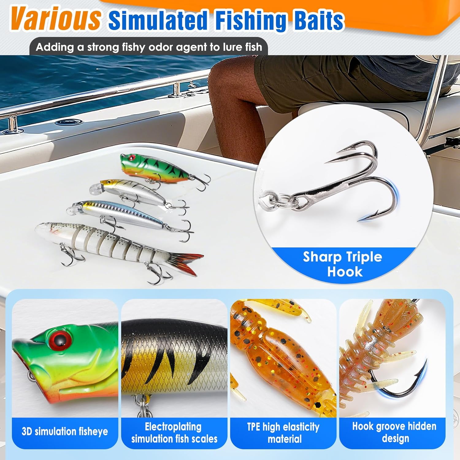 560PCS Fishing Lures Kit with Large 4-Layer Tackle Box, Complete Freshwater Bass Fishing Gear Set with Pliers, Hooks, Crankbait, Sinkers, Jigs, Weights & More Accessories, Gift for Men