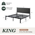thumbnail image 4 of Amolife King Size Bed Frame with Upholstered Headboard and Elevated Footboard, 12.5" Under-Bed Storage Space, No Box Spring Needed, Dark Gray, 4 of 9