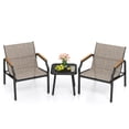 thumbnail image 1 of Gymax 3 PCS Outdoor Chair Set Metal Frame Armchair & Table w/ Breathable Fabric Seat, 1 of 10