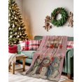 thumbnail image 2 of Pink Christmas Flannel Blanket for Bed,Travel and Camping, Snowman Socks Candy Super Soft Cozy Blanket for All Seasons 50"x60", 2 of 6