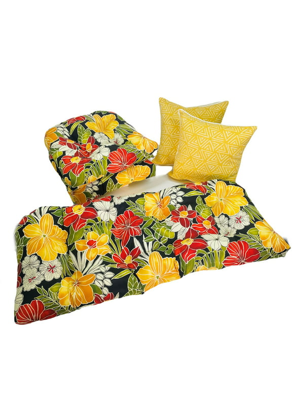 Pillow Perfect Outdoor Clemens Noir Black Five Piece Cushion Set